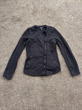 Athleta Women's Small Black Moto Zip Jacket Sweatshirt EUC